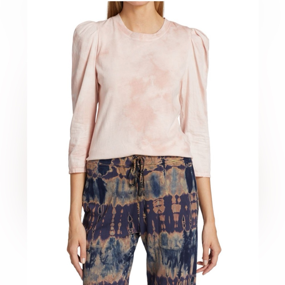 Raquel Allegra Pink Victorian Tie Dye Cotton Tee Long Sleeve Top. Size 1